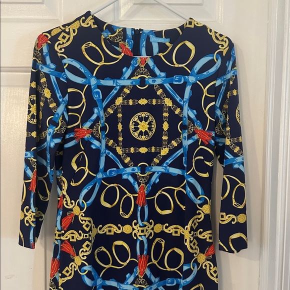 J. McLaughlin Vibrant Catalina Cloth Sophia Tassel & Chain Print Dress Size S - Picture 2 of 8